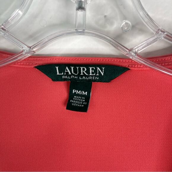 Ralph Lauren peach pink ruffle peplum stretchy preppy office top PM - Picture 4 of 6